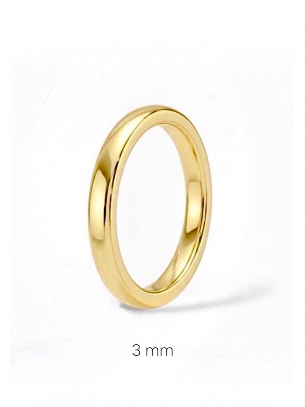 14K Gold Plated Band Ring 3 mm | Simple Dome Wedding Ring | Minimal Jewelry